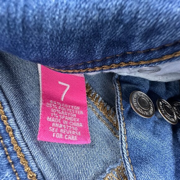 Almost Famous Skinny Jeans Mid Rise Distressed Women Size 7 Medium Wash Blue - Picture 11 of 12